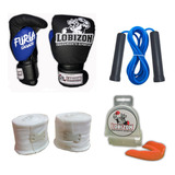 Vendas 5cm + Guantes Furia + Bucal + Soga Kick Boxing Combo