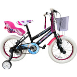 Bicicleta R16 Honey Lujo Con Portamuñeca Firebird Color Negro/rosa