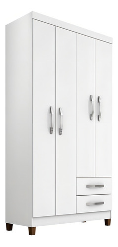 Guarda Roupa Solteiro 4 Portas Modena I03 Flex Branco/azul/r Cor Branco