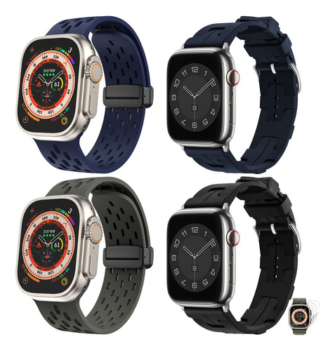 4 Correa Cristal Mica Para Apple Watch Iwatch Se Ultra 9 8 7