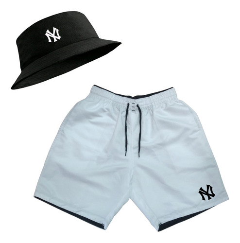 Conjunto Kit Bermuda Praia + Chapeu Bucket Hat Varias Cores