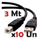 Cabo Usb Impressora Universal Epson Hp Samsung 3 Metros 10 P