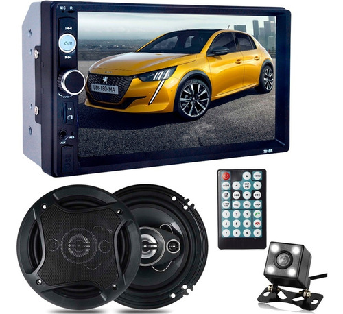 Stereo Auto 2 Din 7010b Pantalla Bt + 2 Parlantes 500w 16cm!