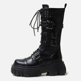 Botas Punk Goth Platform Para Mujer, Tacones Gruesos, Con En