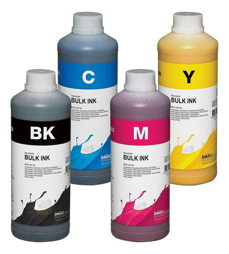 Tinta Universal Para Hp Botella 1 Litro Negro Color Combo X4