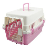 Transportadora Para Perro O Gato Puerta Metal 50x35x32cm Color Rosa
