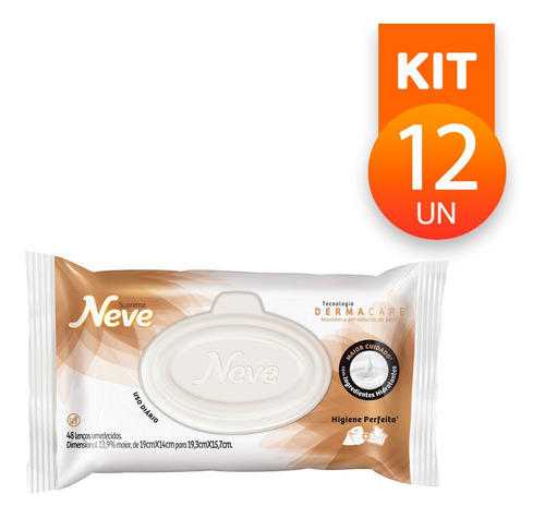 Neve Supreme Lenço Umedecido Dermacare Limpeza Íntima Kit 12