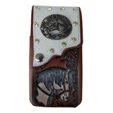 Funda Para Celular Vaquera Caballo Artesanal Decorado Pelo