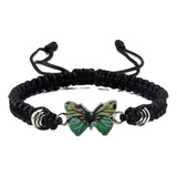 Pulsera Dije Mariposa Trenzado Hecha A Mano Varios Colores