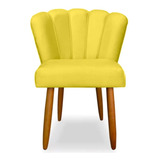 Cadeira Estofada Decor Pétala Suede Amarelo Penteadeira