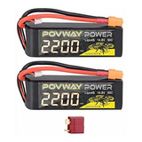 2 Baterias Lipo 14.8v 2200mah 50c 4s Xt60 Plug Povway