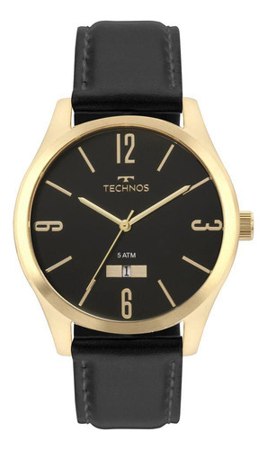 Relógio Technos Masculino Dourado Couro Clássico 2115mzk/0p