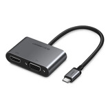 Adaptador Ugreen Usb C A Hdmi 4k + Vga Con Power Delivery