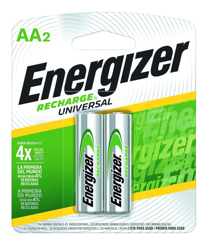 Pilas Recargables Energizer Aa ( 2 Unidades ). Envios