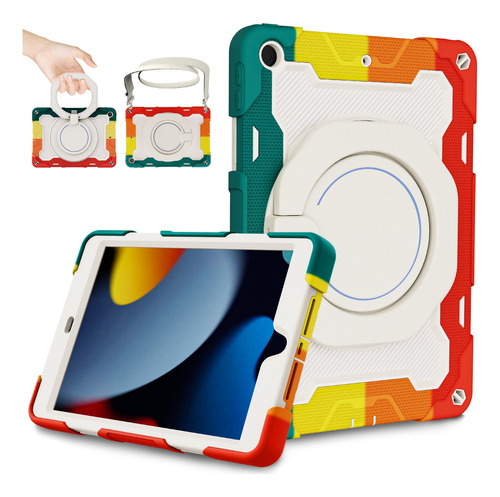 Funda Para iPad 9 8 7 Generación 10.2 Rudo Protector Rojo