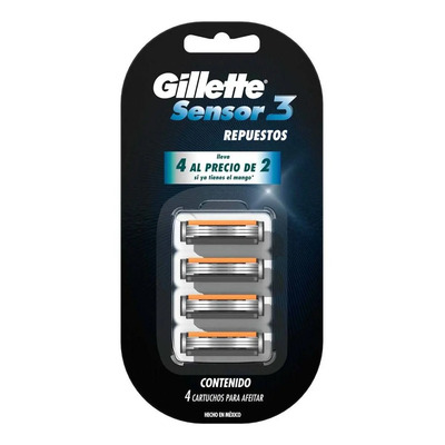 Cartuchos para Máquina de Afeitar Gillette Sensor3 Repuestos 4 Cartuchos | Envío gratis