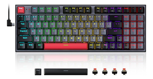  Teclado Gamer Redragon Kitava Lite K636 Querty Switches Red