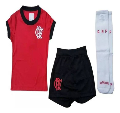 Kit Conjunto Do Flamengo Feminino Infantil Uniforme Menina