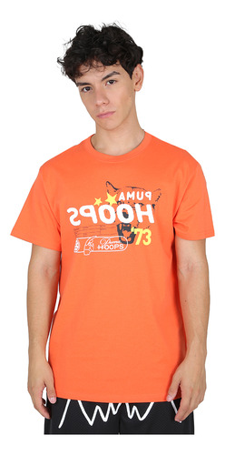 Remera Puma Franchise Aop Hombre En Naranja Y Amarillo | Moo