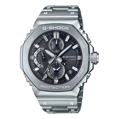 Reloj Casio Hombre Gs Solar Gmc-b2100d-1a Correa Plateado Bisel Plateado Fondo Negro | Envío gratis