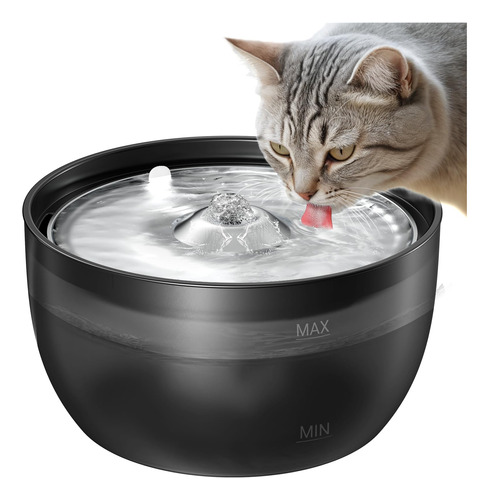 Petnf Fuente De Agua Para Gatos: Fuente De Agua De Acero In.