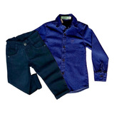 Conjunto Juvenil Masculino Camisa E Calça Jeans 10 12 14 16