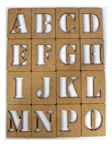 Stencil Molde De Alfabeto Letras Numeros Madeira Vazado Mdf