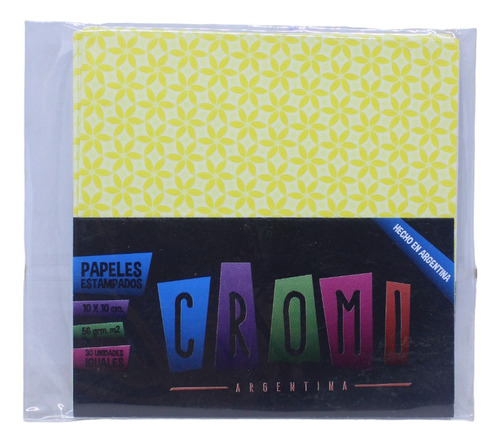 Papel Origami Cromi 10x10 56 Gr Colores Estampado Amarillo