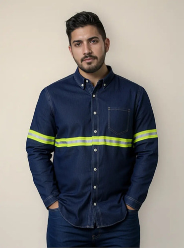 Camisa De Mezclilla Trabajo Industrial Uso Rudo Reflejante | MercadoLibre