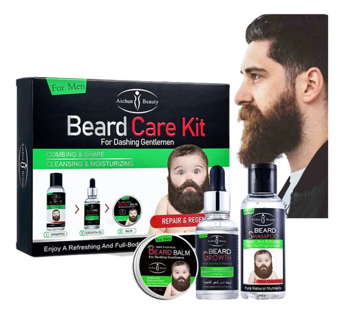 Kit Para Barba Crecimiento Y Cuidado 