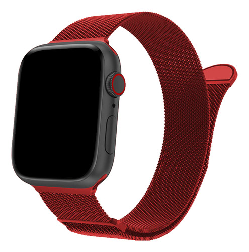 Correa De Acero Inoxidable Magnética Para Apple Watch 38 / 40 / 41 Mm - Color Rojo - Marca Cellbox