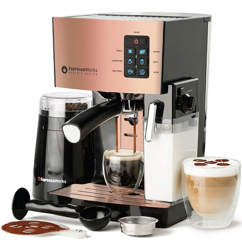 Espresso Y Cappuccino Maker- Bomba De 19 Barras - 10 Piezas Color Rosa Dorado