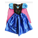 Vestido Ana Frozzen Princesa Azul Nena Largo Raso