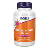 Niacinamida Vit B-3 500mg Now Foods Niacinamide 100 Veg Caps Sabor Sem Sabor