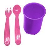 Kit Vajilla Infantil Vaso Tenedor Y Cuchara Plastico Cuo