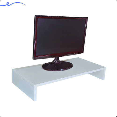 Suporte Para Monitor E Tela Mdf Branco Tx 60x30x10