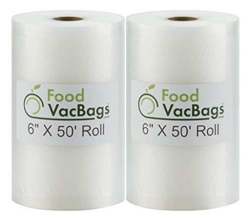 Dos 6 X 50 Rollos De Bolsas Selladoras De Vacío Foodvacbags