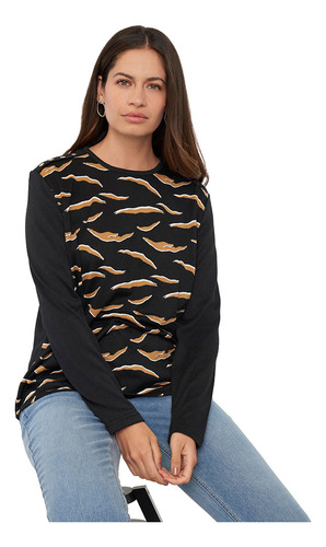 Sweater Mujer Camant Negro Print Corona