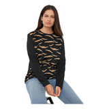 Sweater Mujer Camant Negro Print Corona