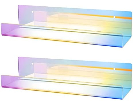 2 Pcs Acrylic Floating Shelves 15 Rainbow Acrylic Shelves Bo