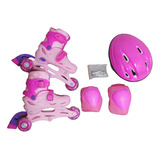 Patines Ajustable Niños Niñas Kit Protección 3 Llantas Línea