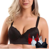 Kit 3 Sutiãs Soutien Bojo Rendado Plus Size Lingerie Atacado