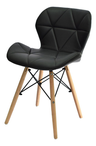 Silla Eames Gongga Pro Negra Base En Madera