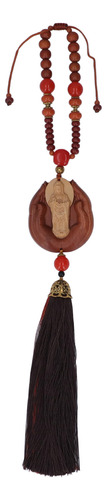 Colgante Para Coche Con Forma De Buda, Madera De Melocotón,