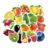 100 Calcomanias Frutas Y Verduras Stickers Pvc Contra Agua.