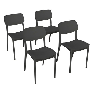 Juego De 4 Sillas Para Comedor Minimalista Color Negro Randu | Meses sin interés