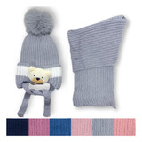 Kit Touca Cachecol Bebê Infantil Frio Menino Menina Inverno 