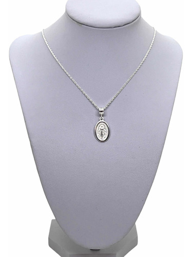 Conjunto Cadena Con Medalla Virgen Milagrosa De Plata .