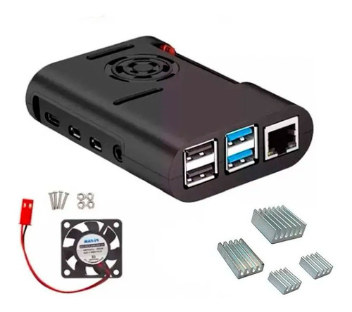 Case Com Cooler E Dissipadores Para Raspberry Pi4 Pi 4