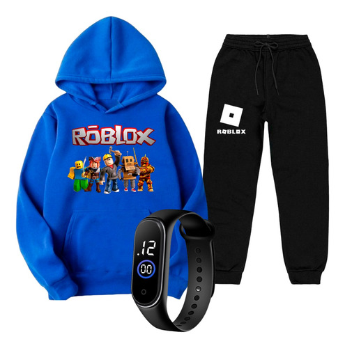 Kit Moletom E Calça + Relógio Infantil Do Roblox Do 6 Ao 16